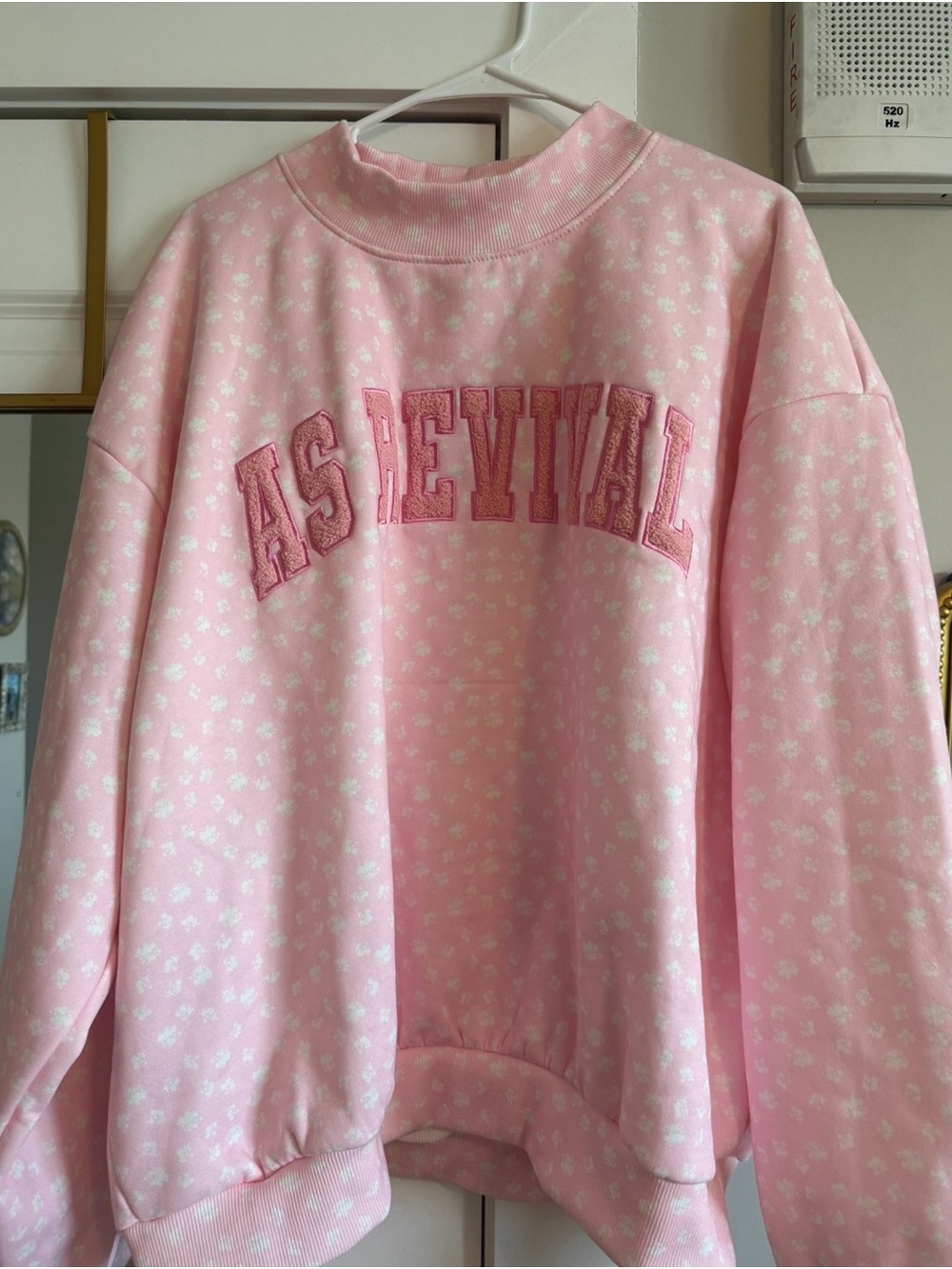 AS Revival / Altard State Pastel Pink Floral Mockneck with Embroidered Logo